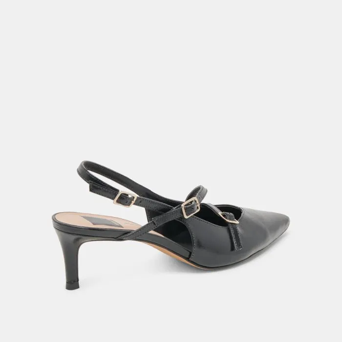 Dolce Vita Pamla Mid Wide Heels Midnight Crinkle Patent Women Heels