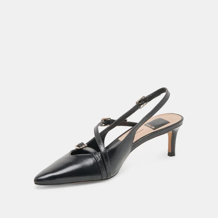 Dolce Vita Pamla Mid Wide Heels Midnight Crinkle Patent Women Heels