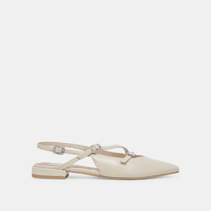 Dolce Vita Pamla Pearl Flats Ivory Crinkle Patent Women Flats and Loafers