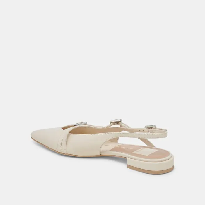 Dolce Vita Pamla Pearl Flats Ivory Crinkle Patent Women Flats and Loafers