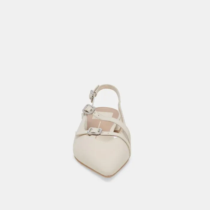 Dolce Vita Pamla Pearl Flats Ivory Crinkle Patent Women Flats and Loafers