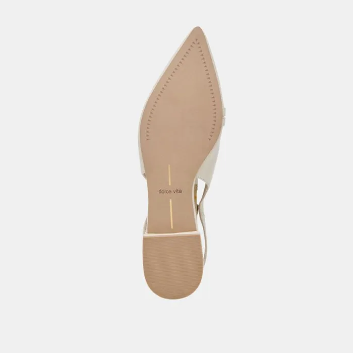 Dolce Vita Pamla Pearl Flats Ivory Crinkle Patent Women Flats and Loafers