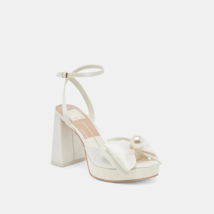 Dolce Vita Patton Heels Ivory Satin Women Heels