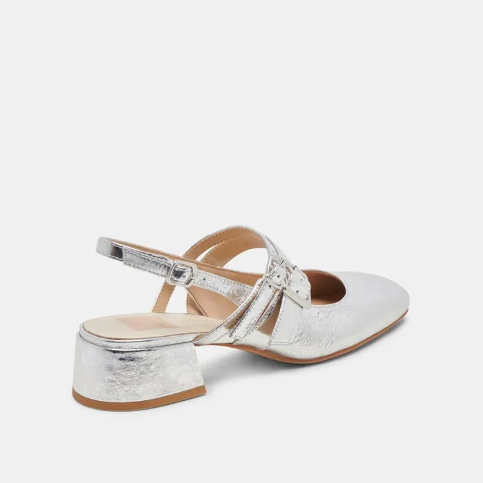 Dolce Vita Patzy Heels Silver Distressed Leather Women Heels