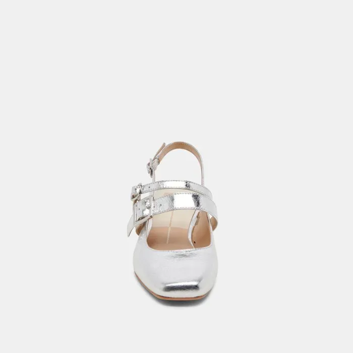 Dolce Vita Patzy Heels Silver Distressed Leather Women Heels