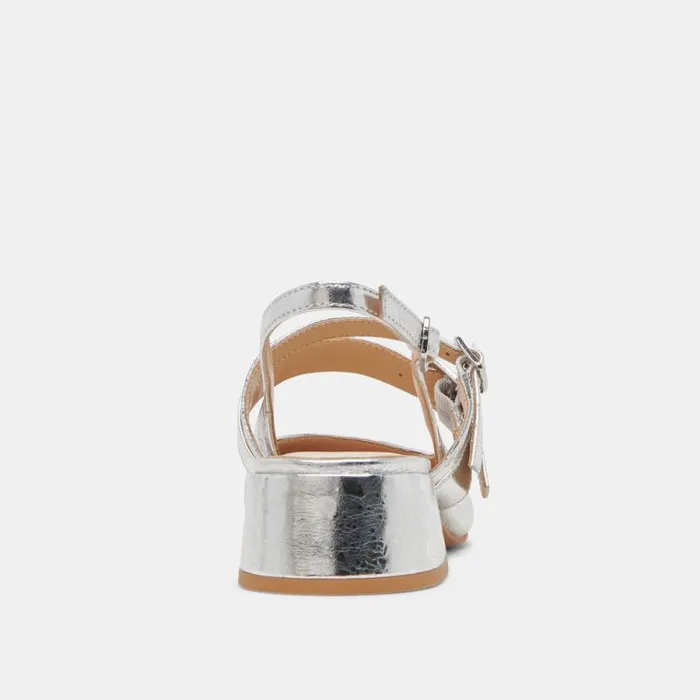 Dolce Vita Patzy Heels Silver Distressed Leather Women Heels