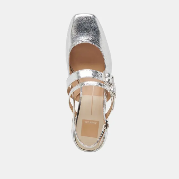Dolce Vita Patzy Heels Silver Distressed Leather Women Heels