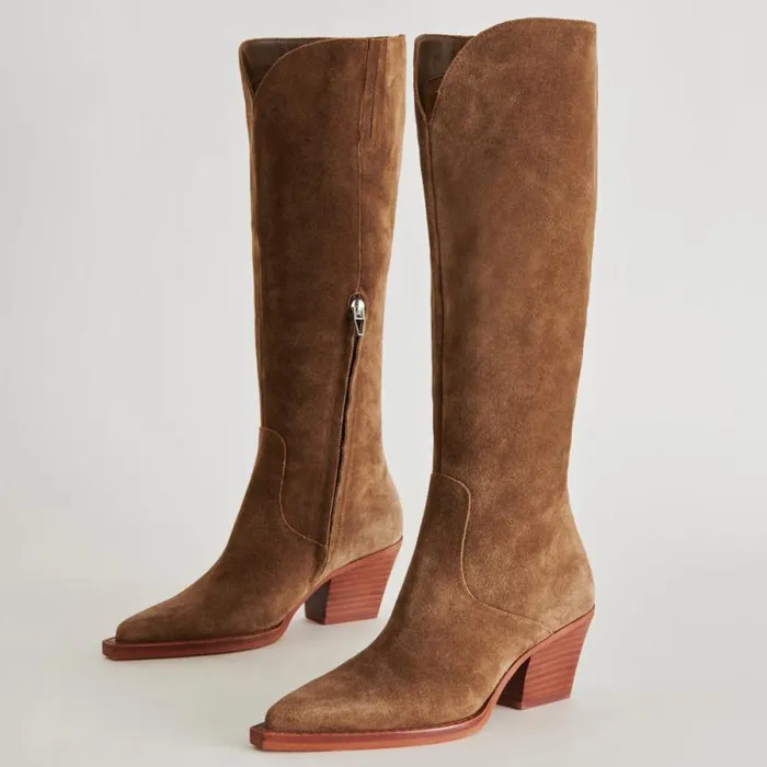 Dolce Vita Raj Boots Brown Suede Women Boots and Booties