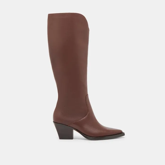 Dolce Vita Raj Wide Calf Boots Chocolate Leather Women Boots and Booties