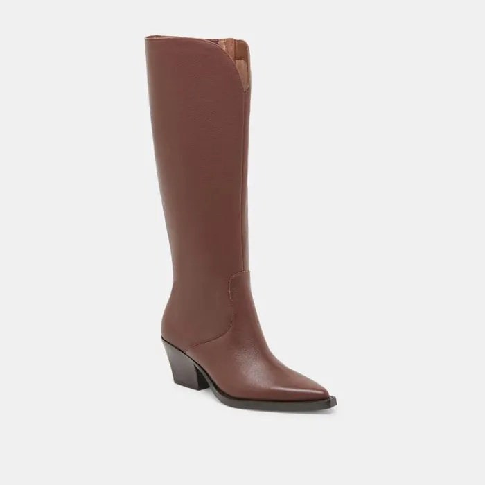 Dolce Vita Raj Wide Calf Boots Chocolate Leather Women Boots and Booties