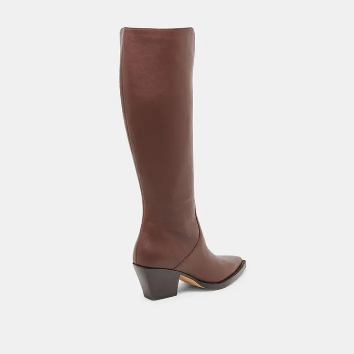 Dolce Vita Raj Wide Calf Boots Chocolate Leather Women Boots and Booties