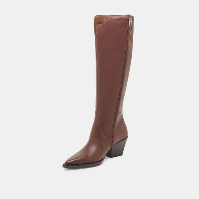 Dolce Vita Raj Wide Calf Boots Chocolate Leather Women Boots and Booties