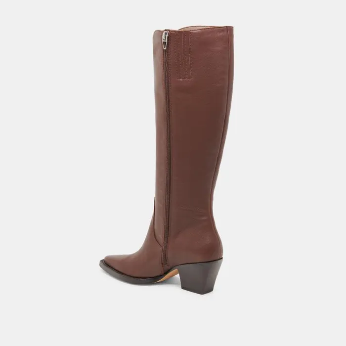 Dolce Vita Raj Wide Calf Boots Chocolate Leather Women Boots and Booties