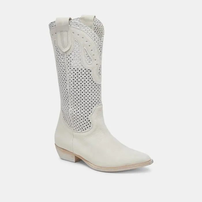 Dolce Vita Ranch Boots Ivory Leather Women Boots and Booties