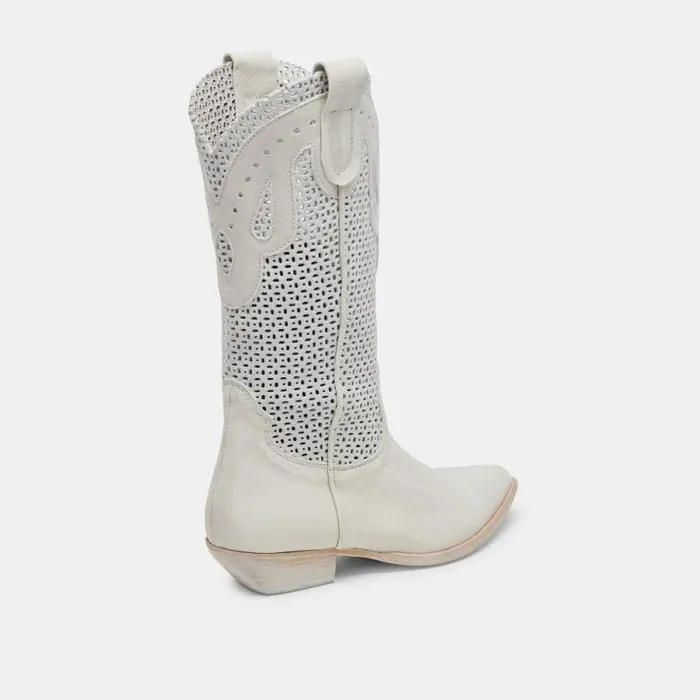 Dolce Vita Ranch Boots Ivory Leather Women Boots and Booties