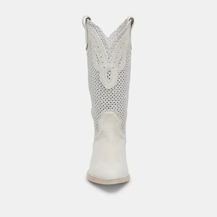 Dolce Vita Ranch Boots Ivory Leather Women Boots and Booties