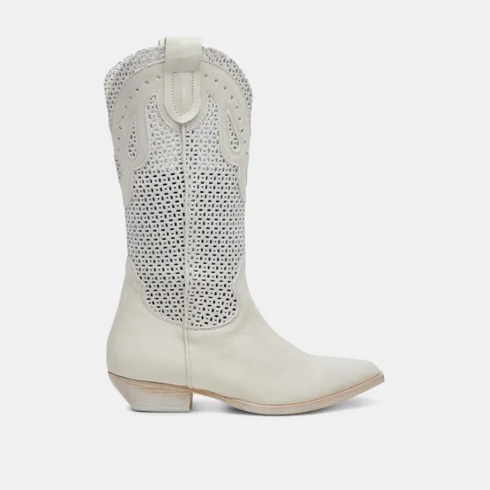 Dolce Vita Ranch Boots Ivory Leather Women Boots and Booties