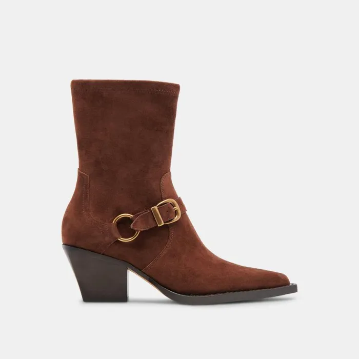Dolce Vita Rave Wide Calf Boots Dk Brown Suede Women Boots and Booties