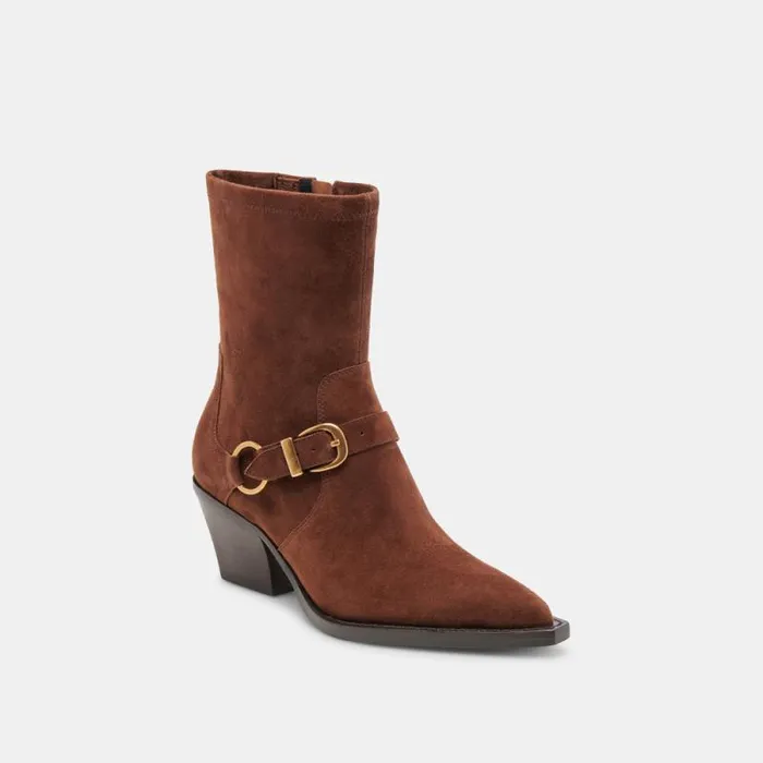 Dolce Vita Rave Wide Calf Boots Dk Brown Suede Women Boots and Booties