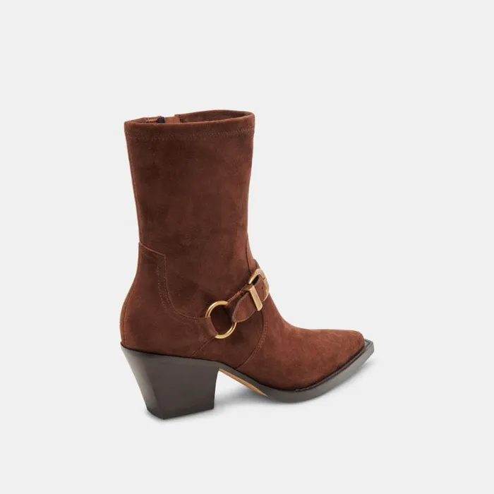 Dolce Vita Rave Wide Calf Boots Dk Brown Suede Women Boots and Booties
