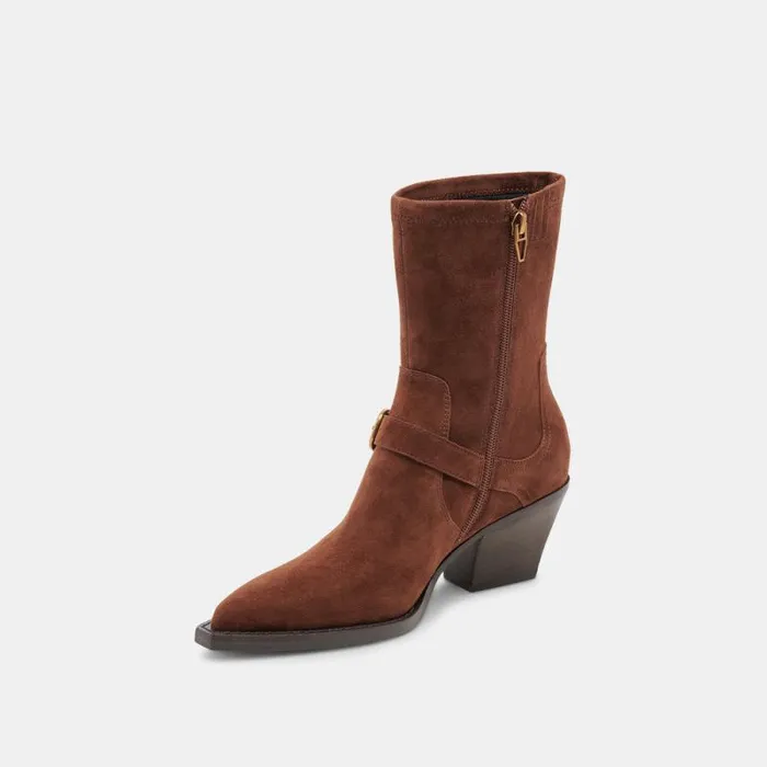 Dolce Vita Rave Wide Calf Boots Dk Brown Suede Women Boots and Booties