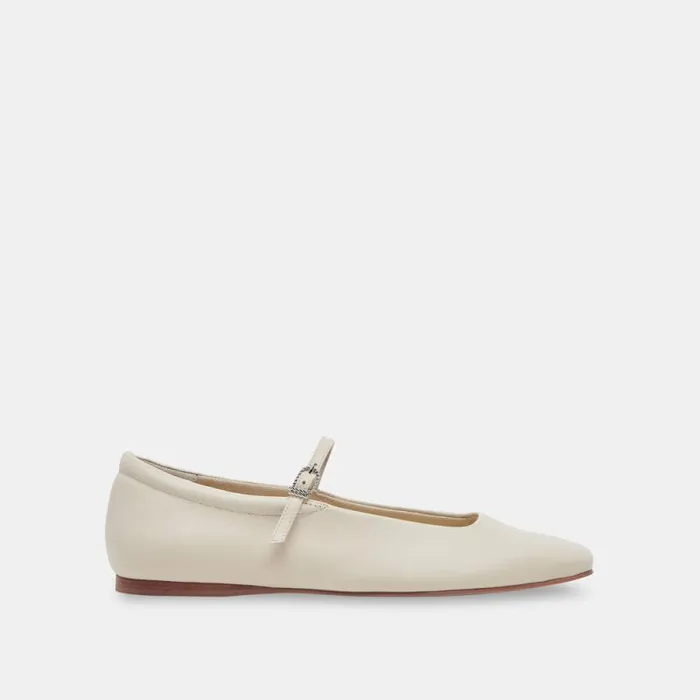 Dolce Vita Reyes Wide Ballet Flats Ivory Leather Women Flats and Loafers