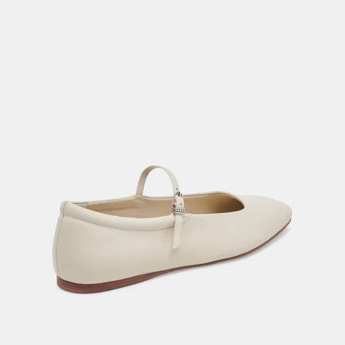 Dolce Vita Reyes Wide Ballet Flats Ivory Leather Women Flats and Loafers