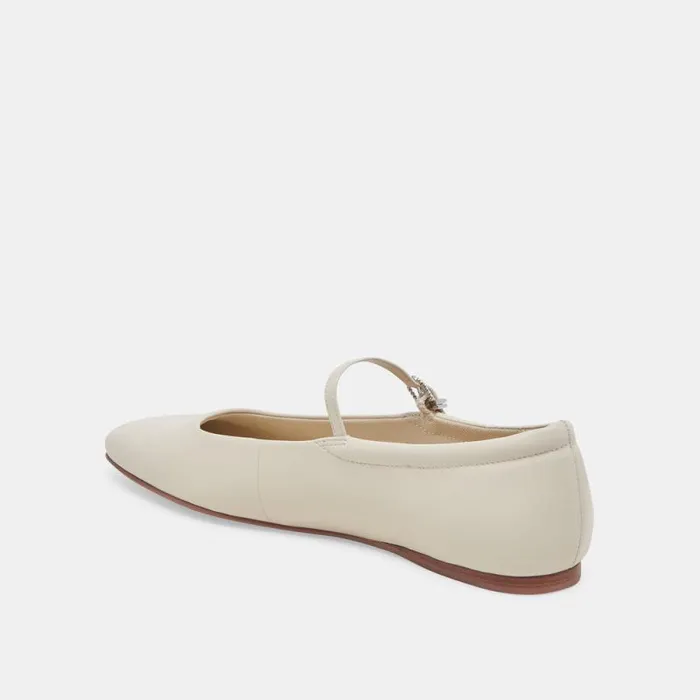 Dolce Vita Reyes Wide Ballet Flats Ivory Leather Women Flats and Loafers