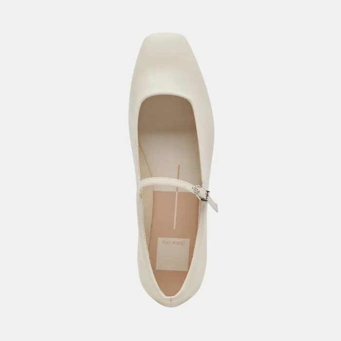 Dolce Vita Reyes Wide Ballet Flats Ivory Leather Women Flats and Loafers