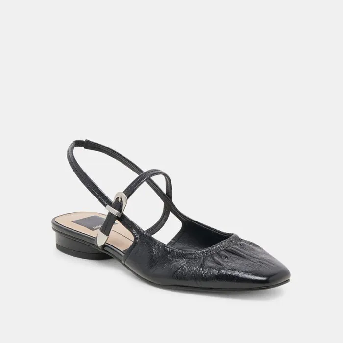 Dolce Vita Rianne Flats Midnight Crinkle Patent Women Flats and Loafers