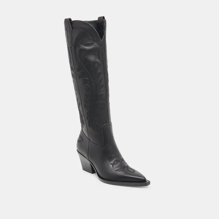 Dolce Vita Ryatt Extra Wide Calf Boots Black Leather Women Boots and Booties