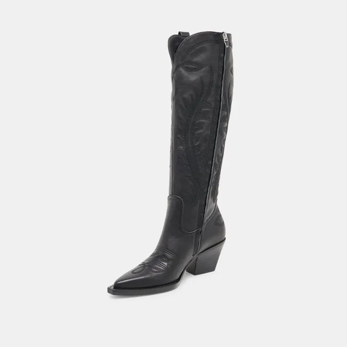 Dolce Vita Ryatt Extra Wide Calf Boots Black Leather Women Boots and Booties