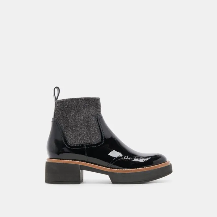 Dolce Vita Saline H2O Booties Midnight Crinkle Patent Women Boots and Booties