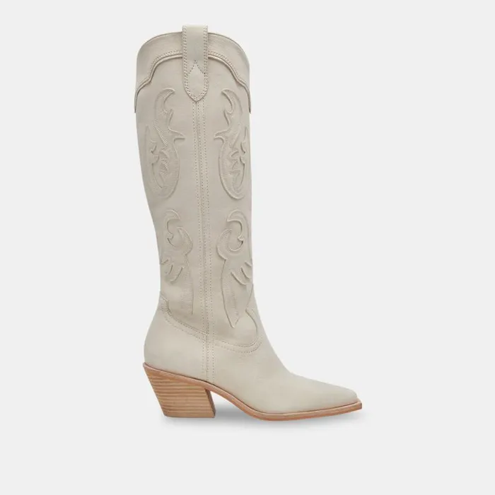 Dolce Vita Samsin Boots Ivory Nubuck Women Boots and Booties