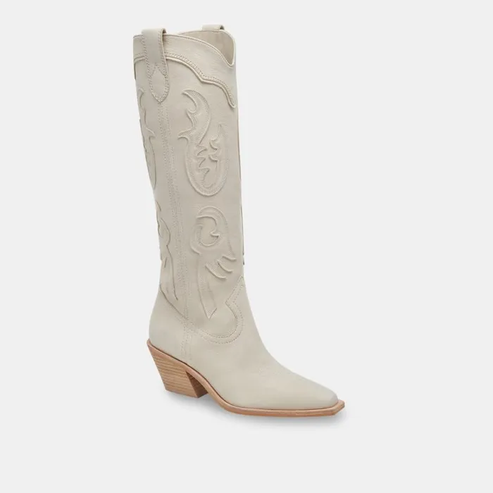 Dolce Vita Samsin Boots Ivory Nubuck Women Boots and Booties