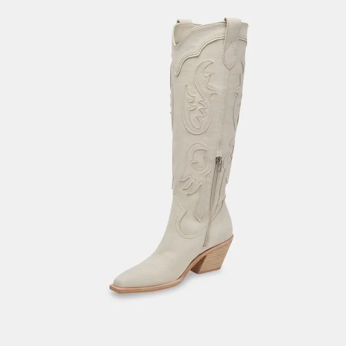 Dolce Vita Samsin Boots Ivory Nubuck Women Boots and Booties