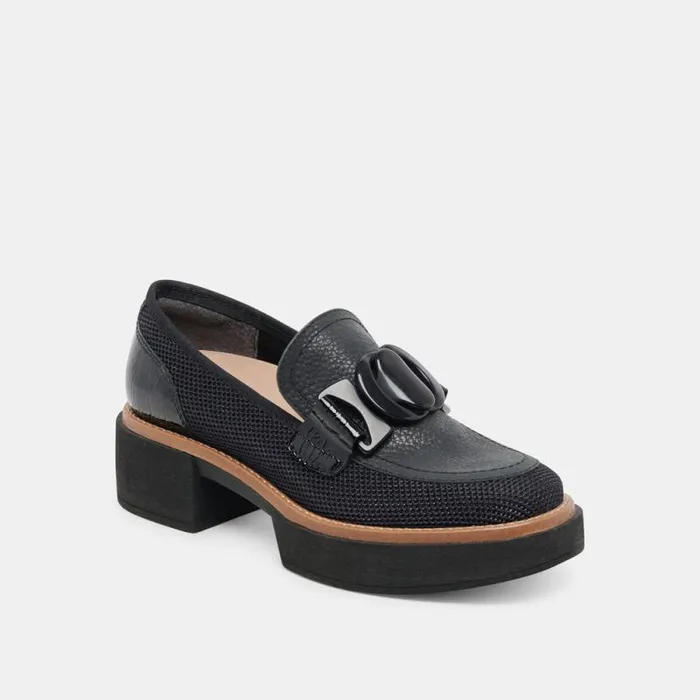 Dolce Vita Sandey Loafers Black Mesh Women Heels