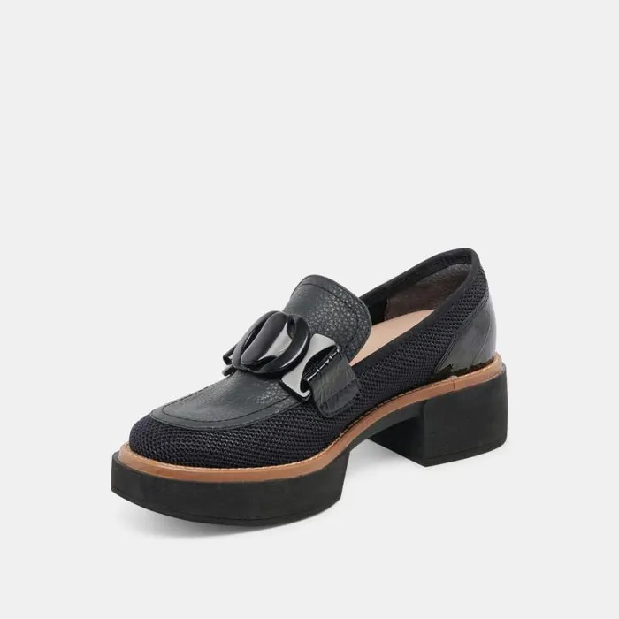 Dolce Vita Sandey Loafers Black Mesh Women Heels