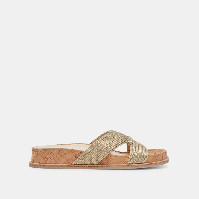 Dolce Vita Selda Sandals Gold Raffia Women Sandals