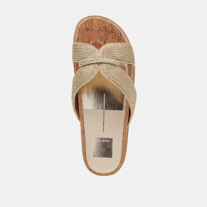 Dolce Vita Selda Sandals Gold Raffia Women Sandals