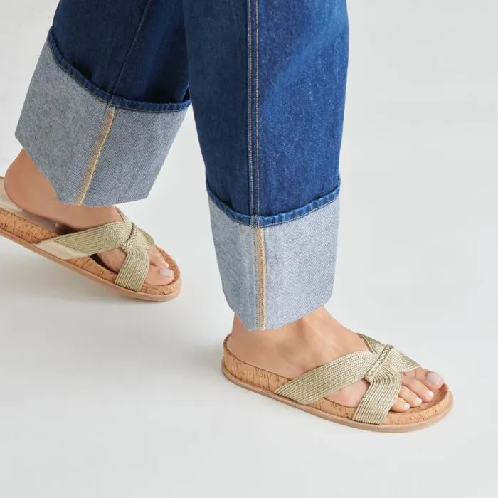 Dolce Vita Selda Sandals Gold Raffia Women Sandals