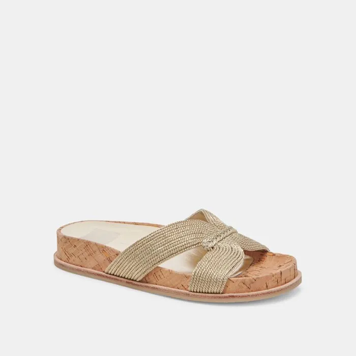 Dolce Vita Selda Sandals Gold Raffia Women Sandals