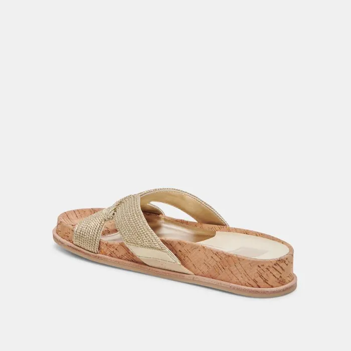 Dolce Vita Selda Sandals Gold Raffia Women Sandals