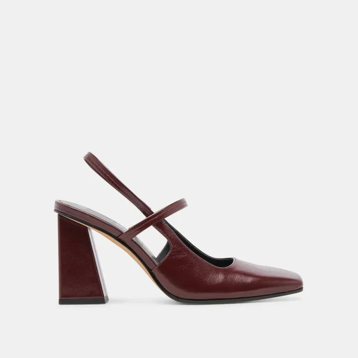 Dolce Vita Soyer Heels Burgundy Crinkle Patent Women Heels