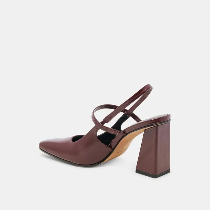 Dolce Vita Soyer Heels Burgundy Crinkle Patent Women Heels