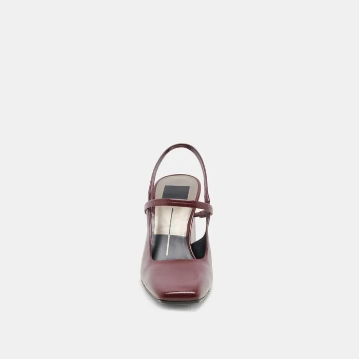 Dolce Vita Soyer Heels Burgundy Crinkle Patent Women Heels