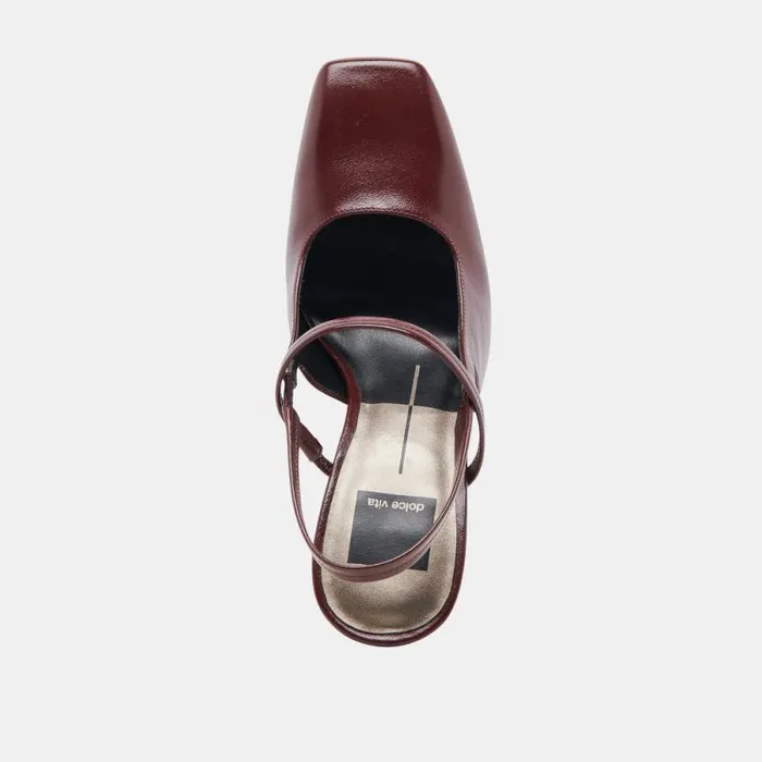 Dolce Vita Soyer Heels Burgundy Crinkle Patent Women Heels