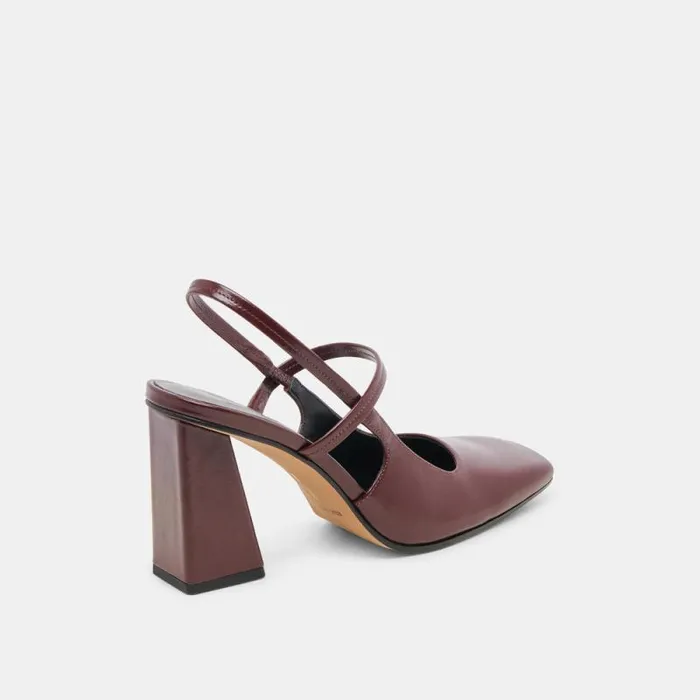 Dolce Vita Soyer Heels Burgundy Crinkle Patent Women Heels