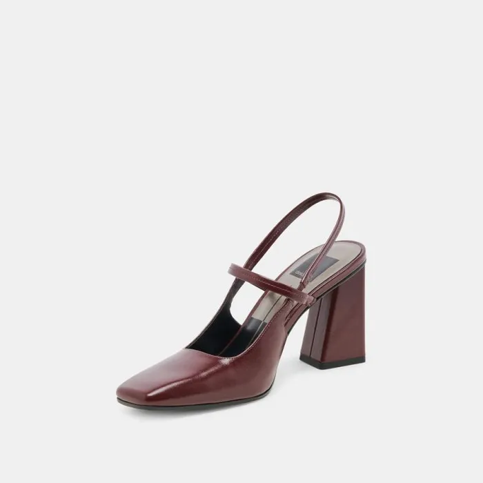 Dolce Vita Soyer Heels Burgundy Crinkle Patent Women Heels