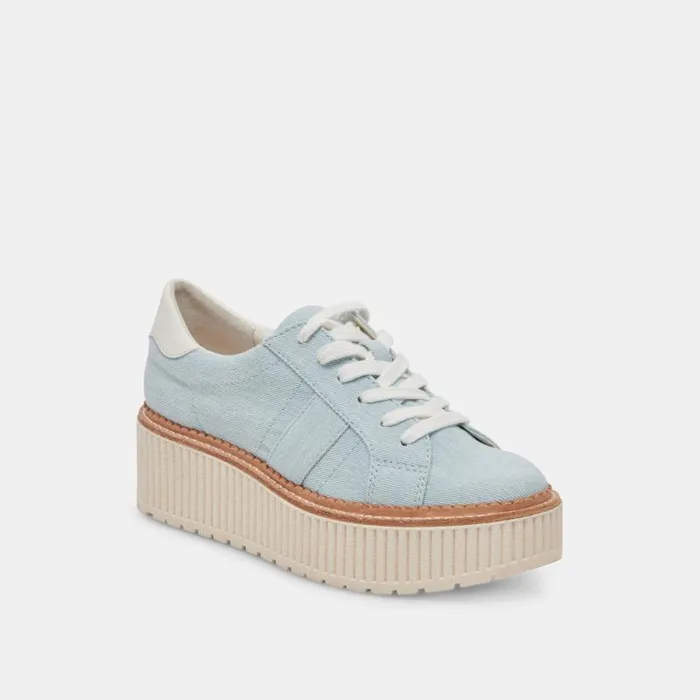 Dolce Vita Tiger Sneakers Light Blue Denim Women Sneakers